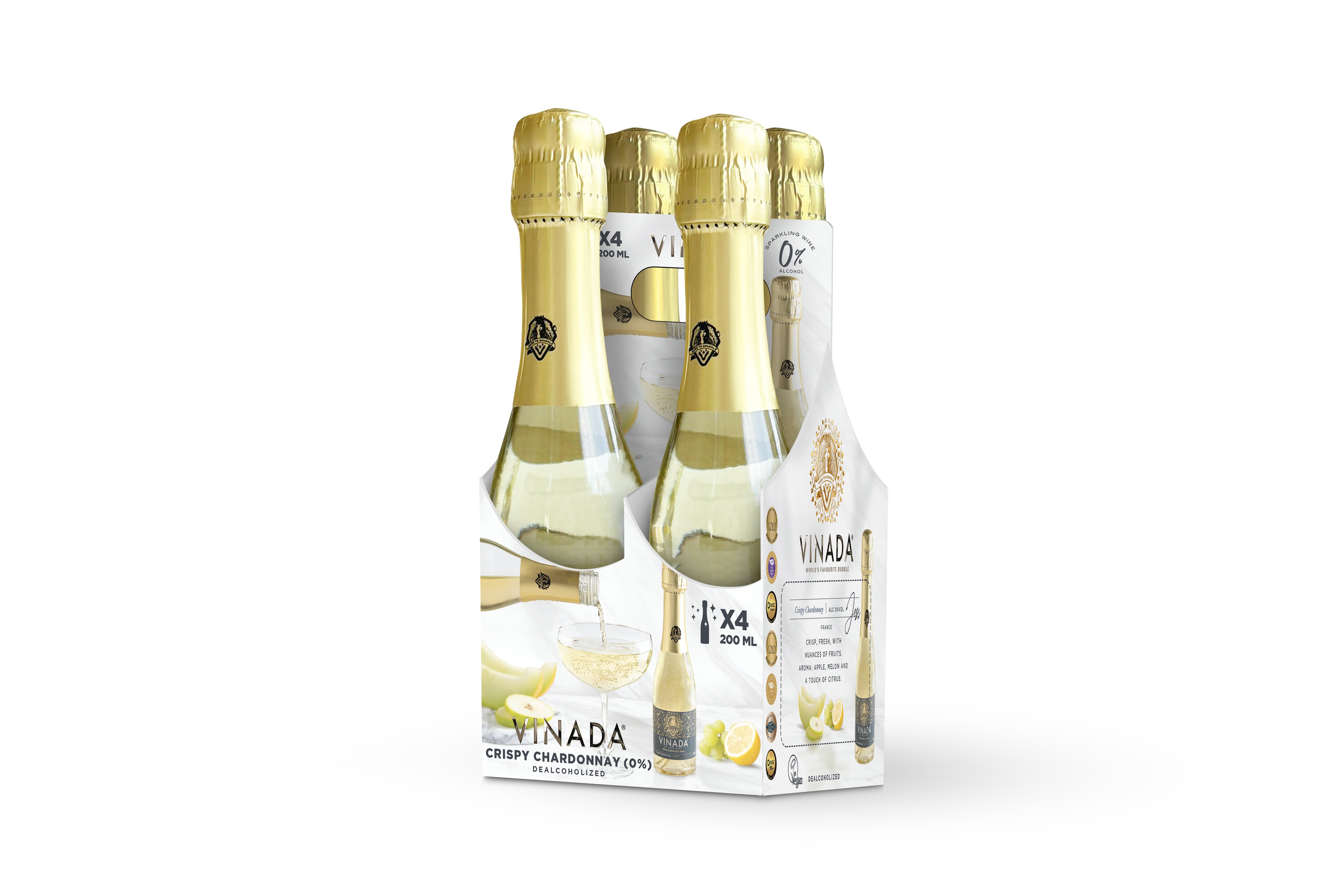 Vinada Crispy Chardonnay 0% 200 ML - 4 pack